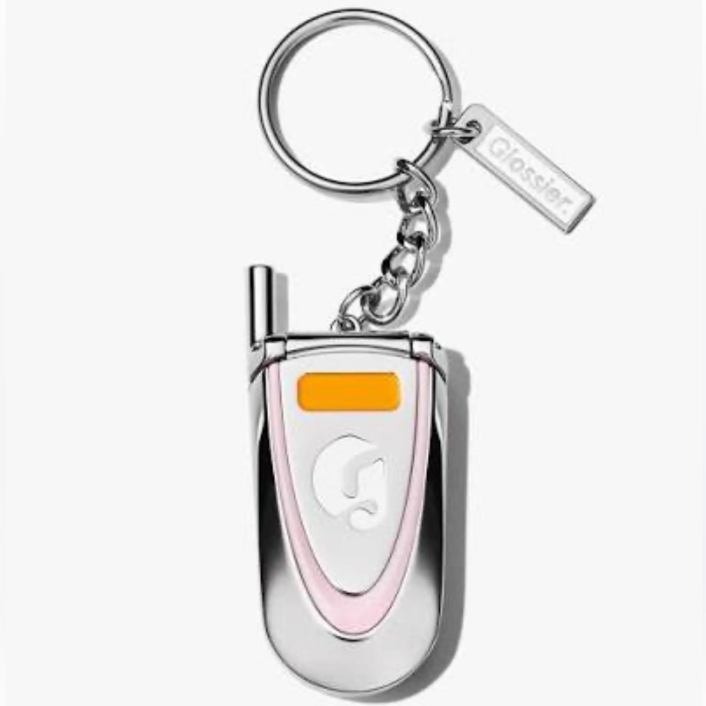NWT Glossier LA flip phone mirror keychain rare sold out